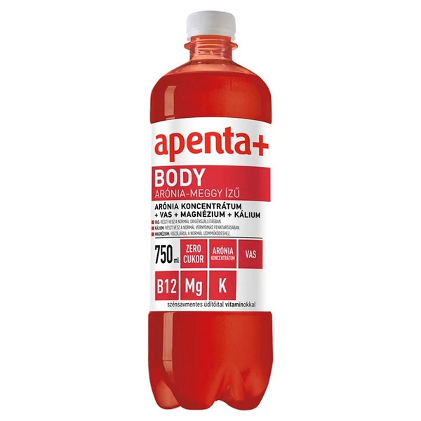 Apenta+ Body arónia-meggy ízű szénsavmentes üdítőital édesítőszerekkel, vitaminokkal 750 ml