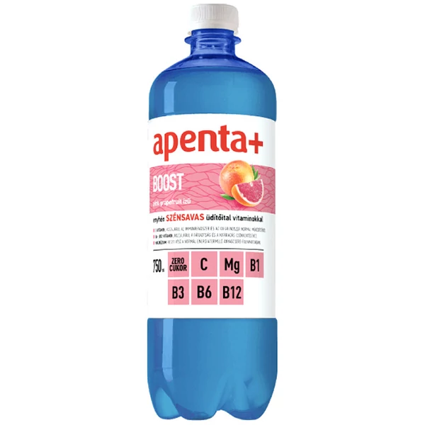 Apenta+ Boost pink grapefruit ízű enyhén szénsavas üdítőital 0,75L