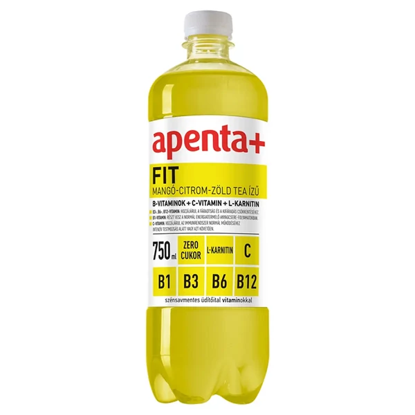 Apenta+ Fit szénsavmentes üdítőital vitaminokkal mangó-citrom-zöld tea ízű - 750 ml