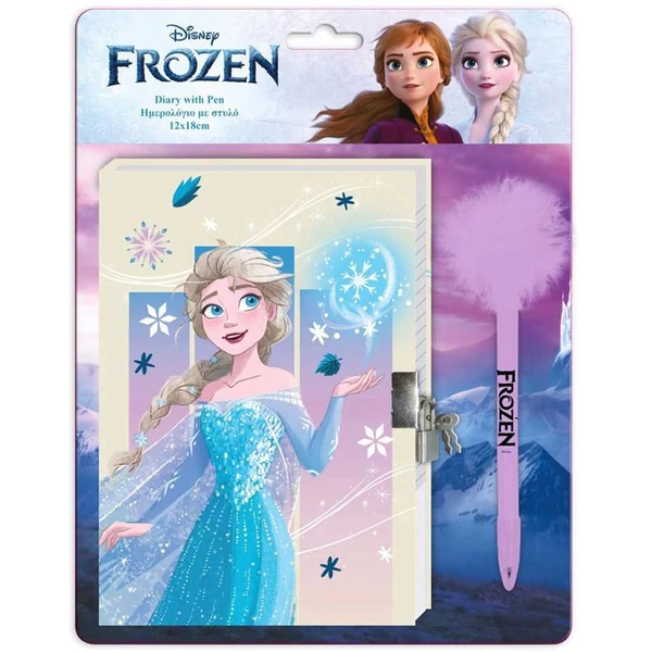 Disney: Jégvarázs 2 titkos napló lakattal és pom-pomos tollal 12x18cm 60 lapos