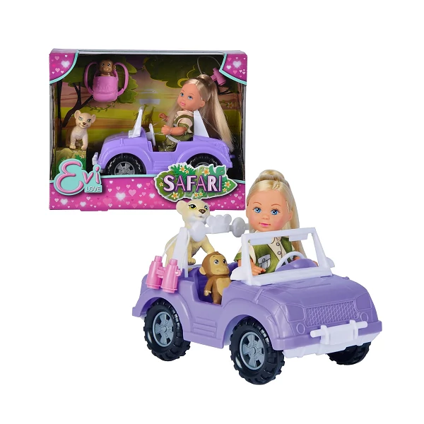 Évi Love: Évi baba szafari játékszett állatokkal és autóval - Simba Toys