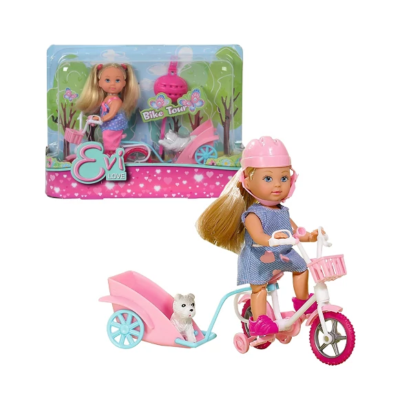 Évi Love: Kerékpáros baba kutyussal kétféle változatban 1db - Simba Toys