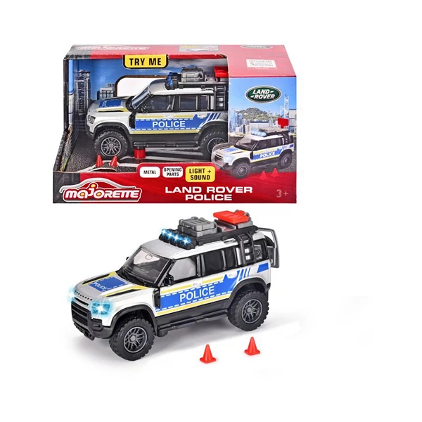 Majorette: Land Rover fém rendőrautó fénnyel és hanggal 12cm - Simba Toys