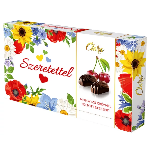 Clara meggy ízű desszer szeretettel felirattal 125g