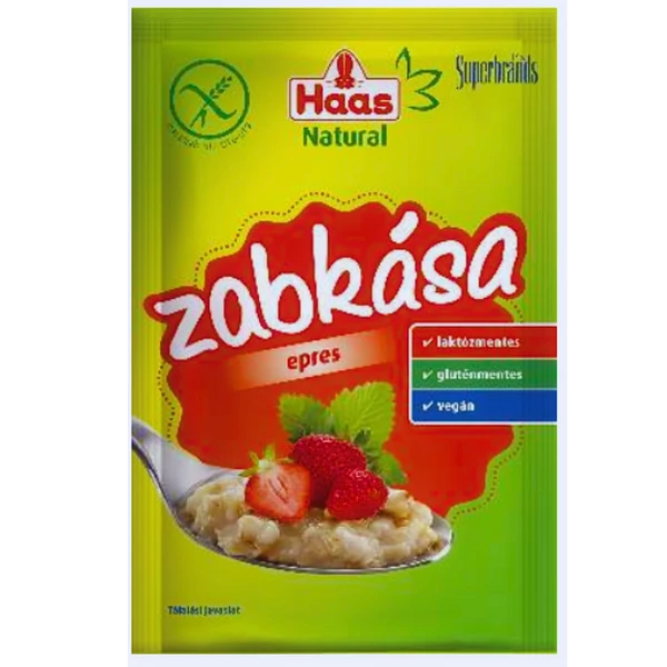 Haas Natural zabkása 50g epres gm,lm,vegán