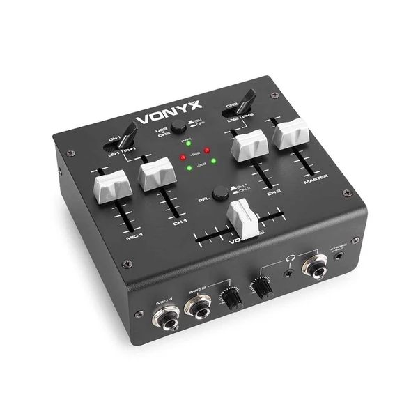 Vonyx VDJ2USB 3 csatornás sztereó keverő| USB