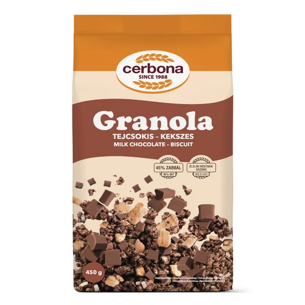 Cerbona Granola müzli tejcsokoládés-kekszes 450g