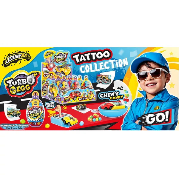 Johny bee turbo egg játék és cukorka 12x10g