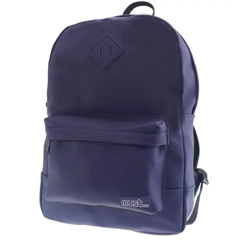 Must: Kék divatos lekerekített iskolatáska, hátizsák 30x13x41cm