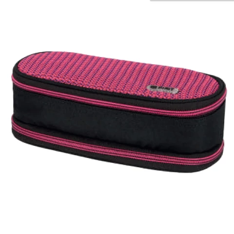 Spirit: My Bag fekete és pink két rekeszes ovális tolltartó