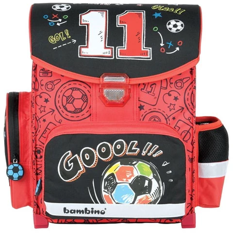 Football fekete-piros ergonomikus iskolatáska, hátizsák 36x27x14cm