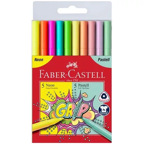 Faber-Castell: Grip neon és pasztell filctoll szett 5+5db-os