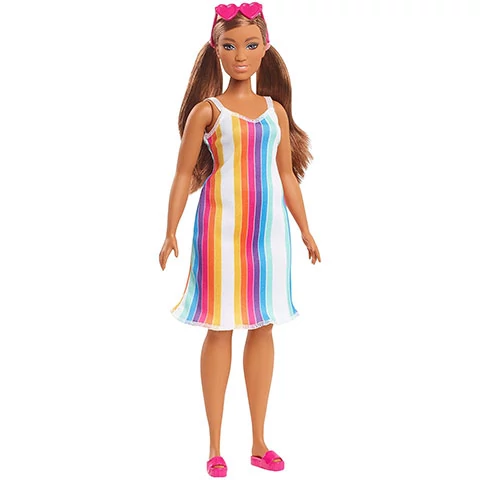 Barbie 50. évfordulos Malibu baba csíkos ruhában - Mattel