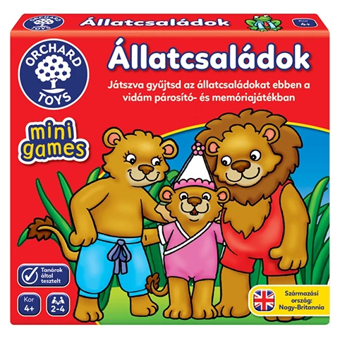 Állatcsaládok vidám párosító és memóriajáték