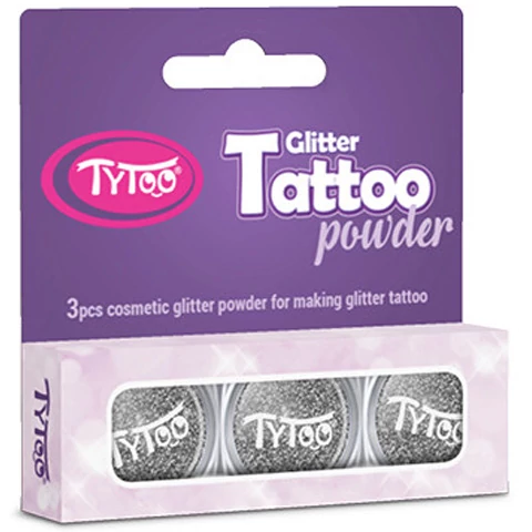 TyToo: Ezüst színű csillámpor szett 3x2,5ml