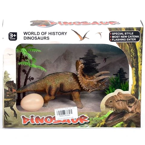 Triceratops dinoszaurusz figura tojással és növényekkel