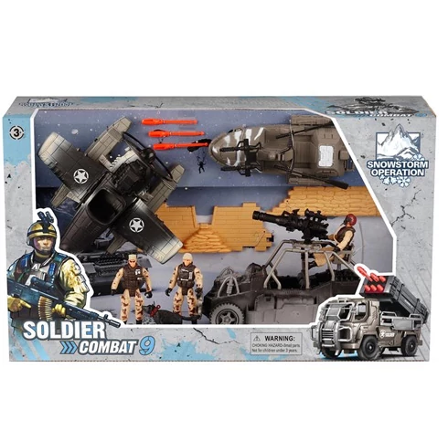 Soldier Force 9 Katonai játék szett hidroplánnal és kutyával