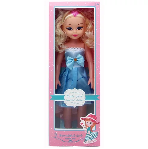Szőke lány baba kék ruhában hanggal 46cm-es