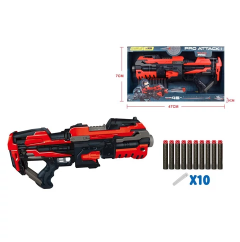 Pro Attack szivacslövő játék fegyver 10 db tölténnyel