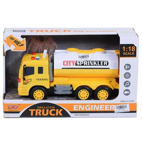 City Truck: Tartályos sárga teherautó fénnyel és hanggal 1/18