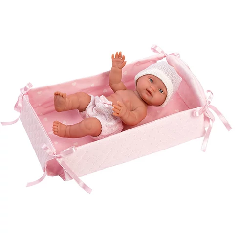 Llorens: Bebita 26cm-es kislány baba kisággyal (26300)