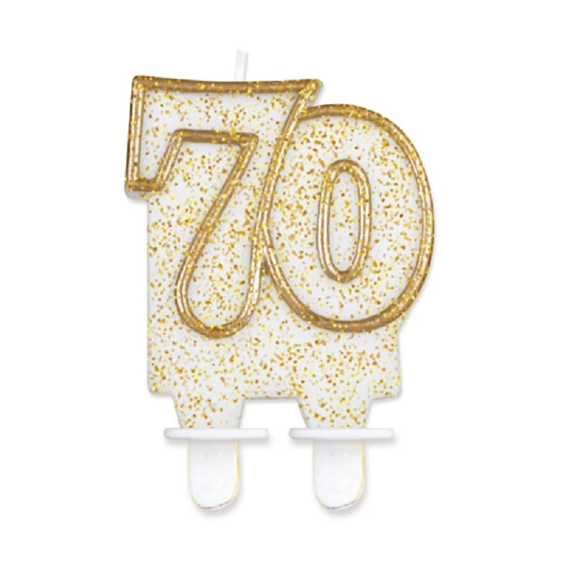 Party tortagyertya 70. évszámos fehér-arany szegéllyel