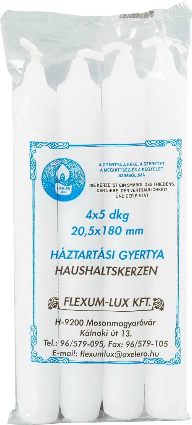Háztartási natúr gyertya henger alakú 4*5 dkg