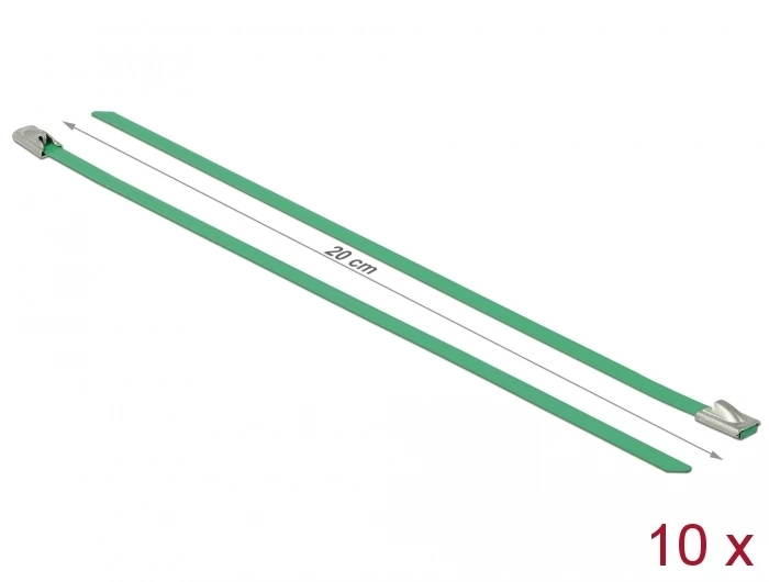 Delock Rozsdamentes Acél Kábelkötegek Hossza 200 x Szélesség 4,6 mm zöld 10 db.