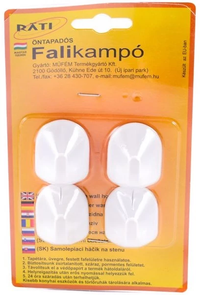 Öntapadós falikampó 4 db-os kiszerelésben 3796