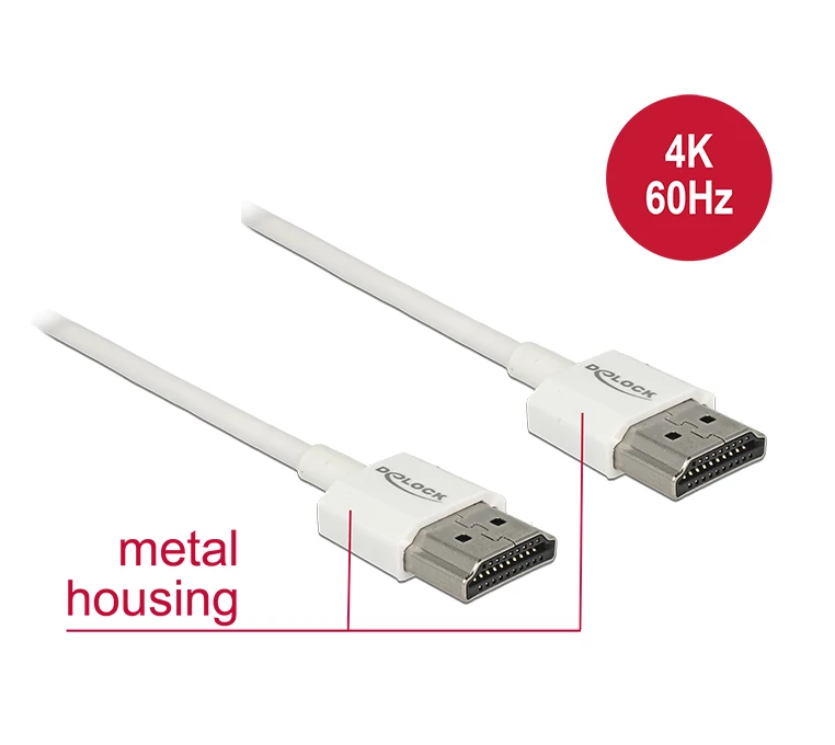 Delock HDMI-kábel Ethernettel - HDMI-A-csatlakozódugó > HDMI-A-csatlakozódugó, 3D, 4K,0,5 m, vékony
