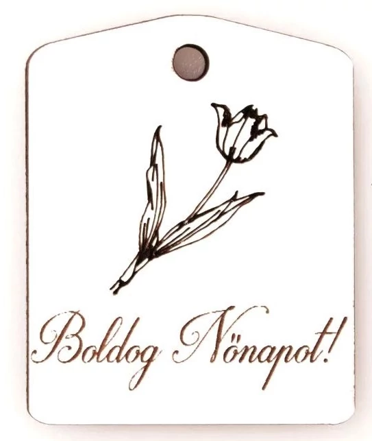 Feliratos fa tábla boldog nőnapot 5x4cm 5db fehér MT9-31