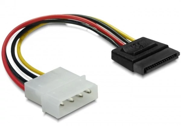 Delock 15 tűs SATA HDD (egyenes)  4 tűs apa (Molex) hálózati kábel, 12 cm