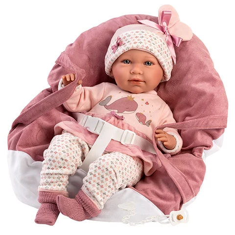 Llorens: Mimi újszülött 40cm-es síró baba hordozóval (74014)
