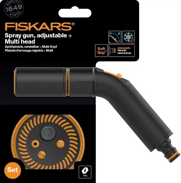 Fiskars Comfort locsolópisztoly, állítható öntözőfej + öntözőfej, multi (1056494)