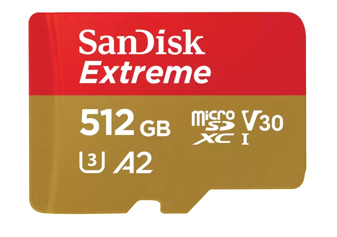 Sandisk microsd extreme kártya 512gb, 190/130 mb/s, a2 c10 v30 uhs-i u3 (121589)