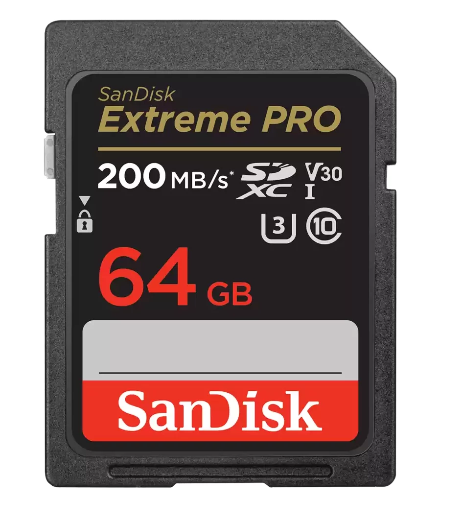 Sandisk sdxc extreme pro kártya 64gb, 200/90 mb/s , uhs-i, class 10, u3, v30 (121595)