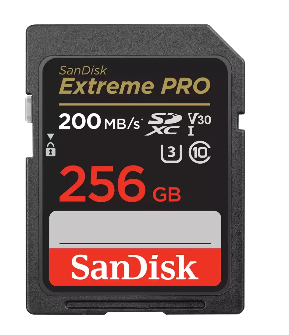 Sandisk sdxc extreme pro kártya 256gb, 200/140 mb/s , uhs-i, class 10, u3, v30 (121597)