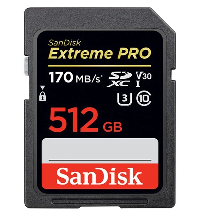 Sandisk sdxc extreme pro kártya 512gb, 200/140 mb/s , uhs-i, class 10, u3, v30 (121598)