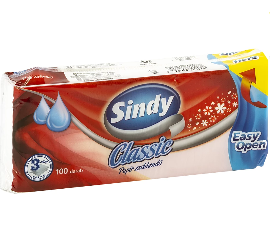 Sindy classic papír zsebkendő 100db 3 rétegű