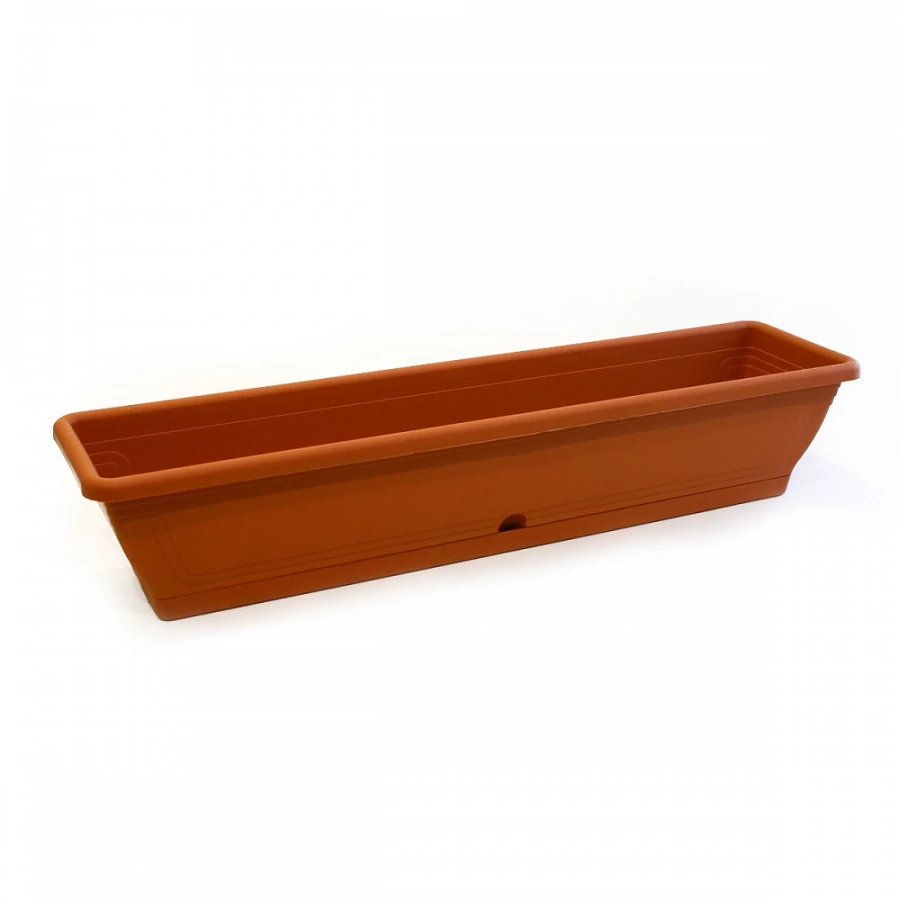 Virágláda tálcával terra színben 80cm