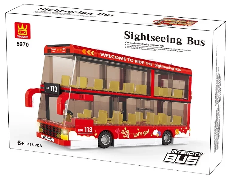 Városnéző kétszintes busz | 436 db építőkocka | építőjáték | WANGE 5970