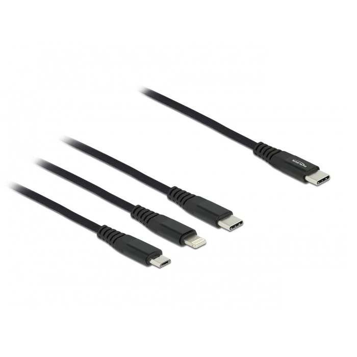 Delock 1 m hosszú, USB töltő kábel 3 az 1 USB Type-C  apa Lightning -, Micro USB- és USB Type-C  csa
