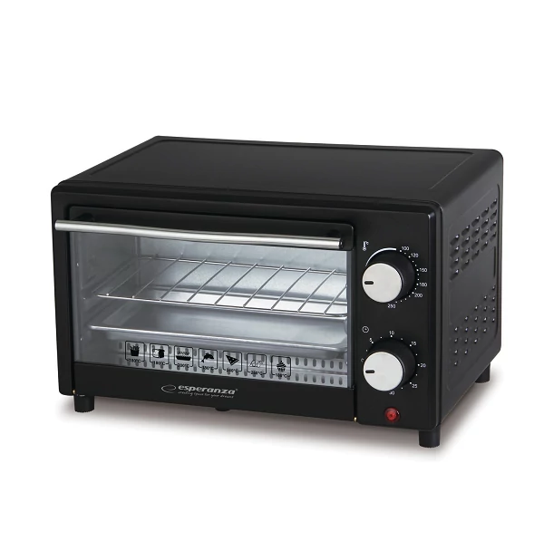 Esperanza Calzone légkeveréses mini sütő, 10 liter, 900 W, fekete