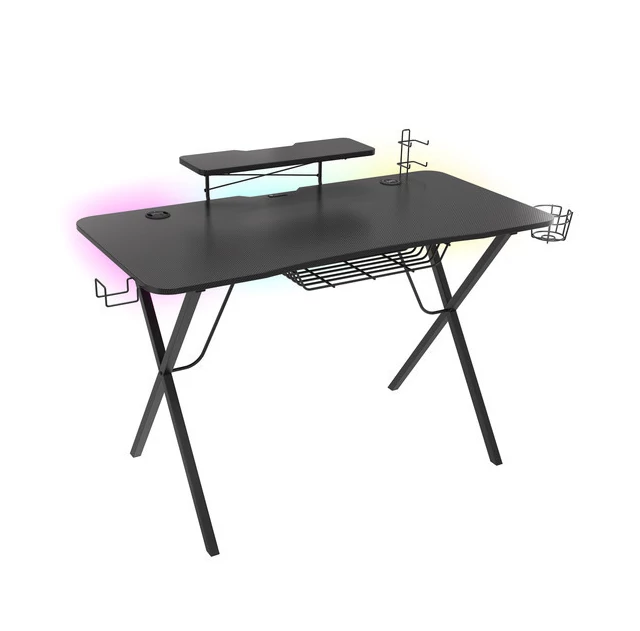 Genesis Holm 300 Gamer asztal RGB világítással, fekete