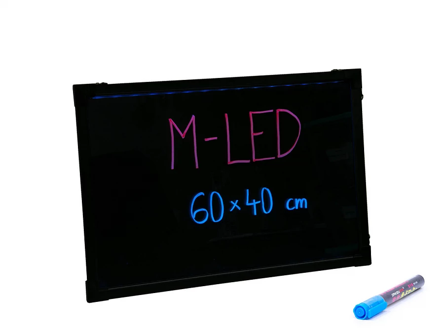 M-LED LB-60PR Írható LED reklám tábla, PRO (60x40 cm) + 1 db filc