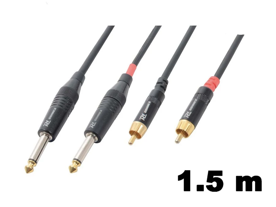 PD Connex CX74-1,5 sztereo jelkábel  (2×6,3 mm Jack - 2x RCA) - (1,5 m)