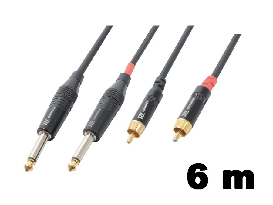 PD Connex CX74-6 sztereo jelkábel  (2×6,3 mm Jack - 2x RCA) - (6 m)