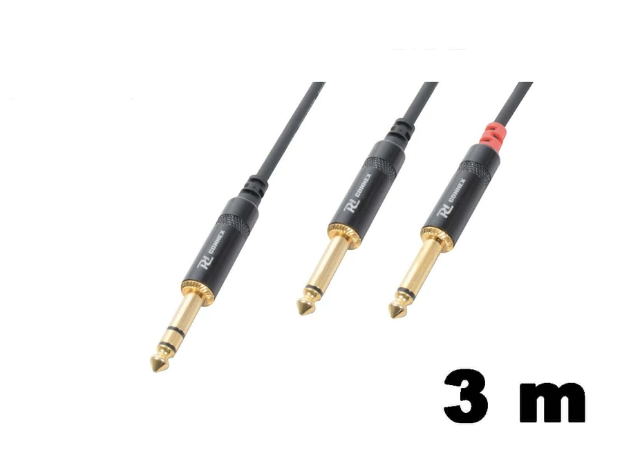PD Connex CX76-3 sztereo jelkábel (6,3 mm Jack - 2×6,3 mm Jack) - (3 m)