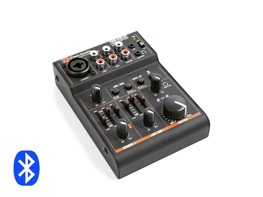 Power Dynamics PDM-D301BT - 3 csatornás USB keverő, Bluetooth