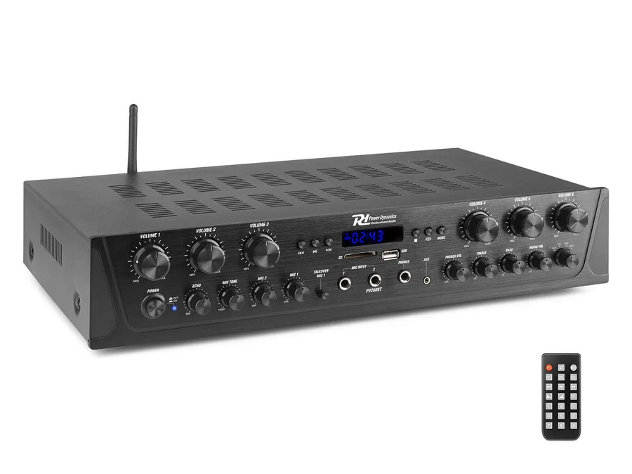 Power Dynamics PV260BT, 6 zónás erősítő (12x 50W) + USB / SD / FM / Bluetooth